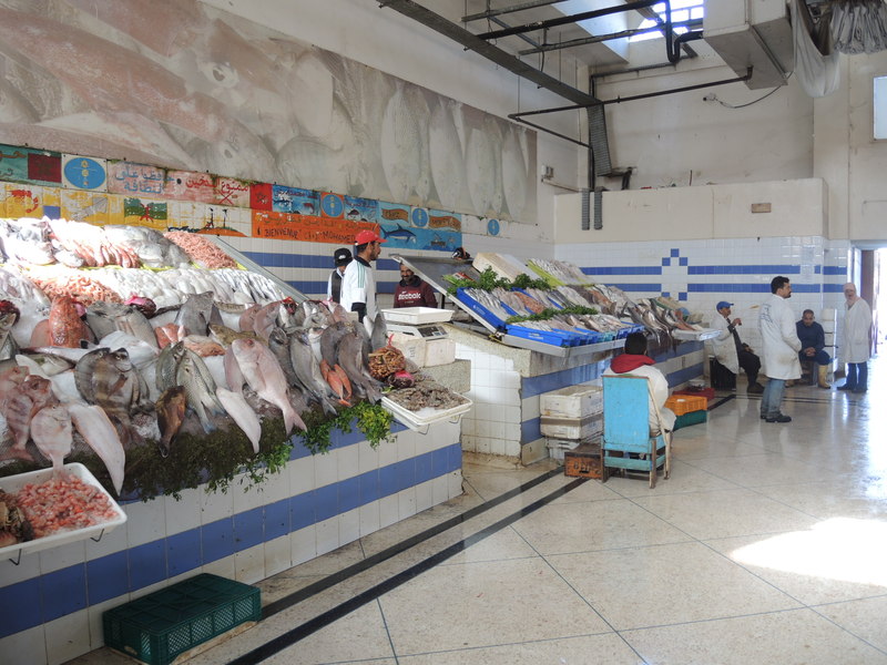 El Massira žuvų turgus Agadyre, Marokas