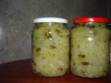 Agurkų-svogūnų salotos žiemai