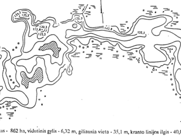 Stirnių ežero batimetrinis žemėlapis