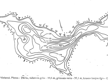 Virintų ežero batimetrinis žemėlapis